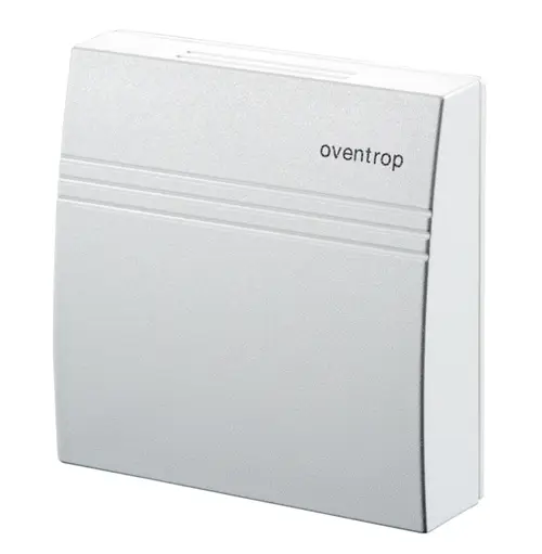 Weißer Raumtemperaturfühler von Oventrop für die Wandmontage mit einer glatten Oberfläche. Ideal für die Temperaturregelung in unterschiedlichen Systemen.
